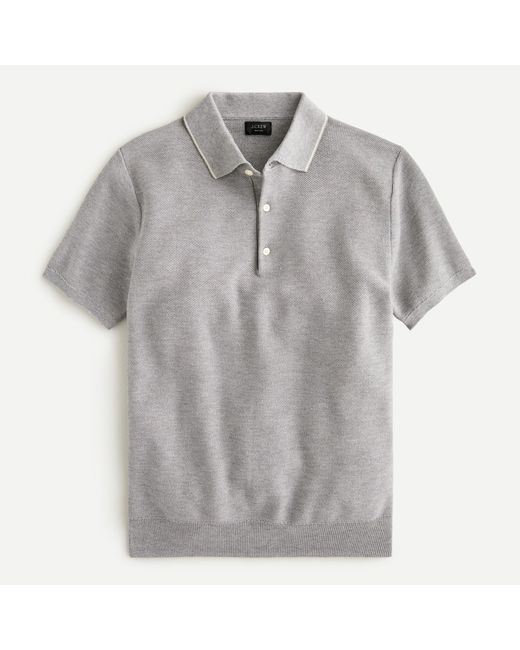 J.Crew Gray Cotton-silk Short-sleeve Polo Sweater for men