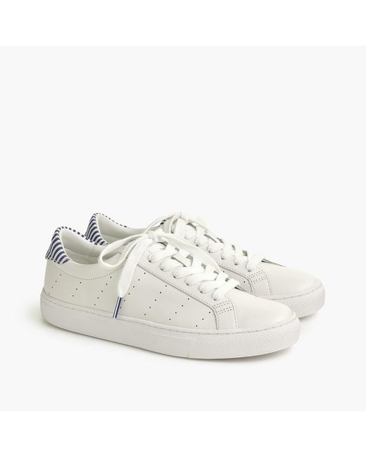 J.Crew White Saturday Sneakers In Leather With Stripe Detail