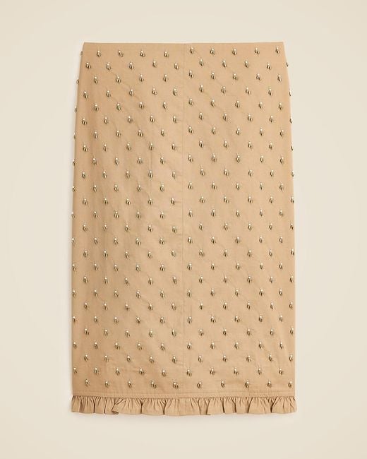 J.Crew Natural Collection Embellished Pencil Midi Skirt