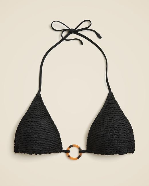 J.Crew Black Crochet String Bikini Top With O-Ring