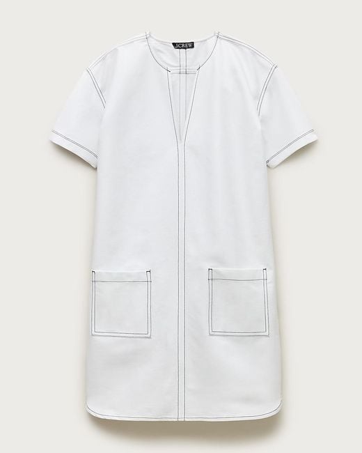 J.Crew White Petite Patch-Pocket Pullover Dress