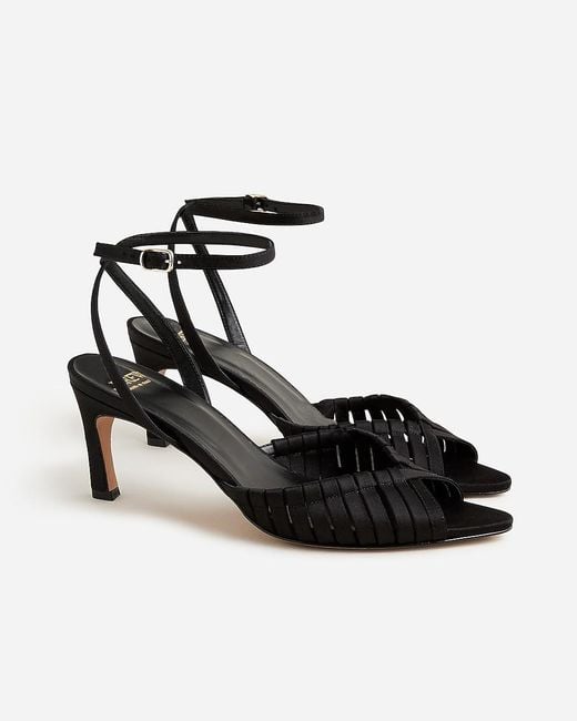 J.Crew Black Made-In-Italy Curved-Heel Sandals