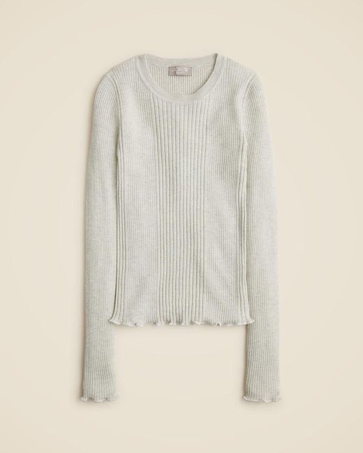 J.Crew Natural Ribbed Featherweight Cashmere Long-Sleeve Sweater-Tee
