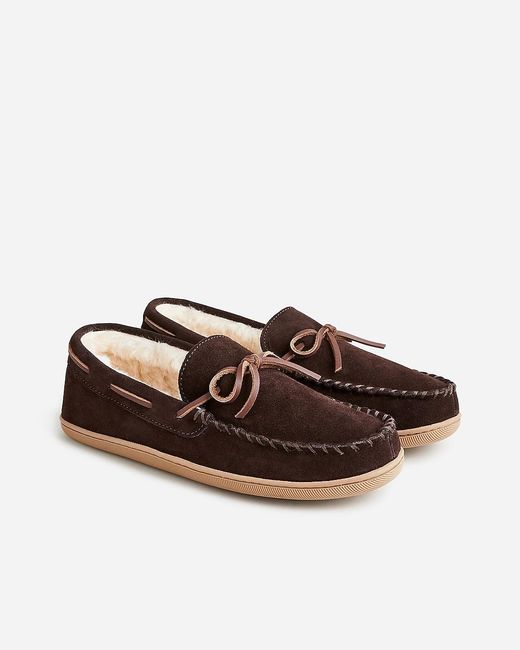 J.Crew Brown Sherpa-Lined Suede Slippers for men