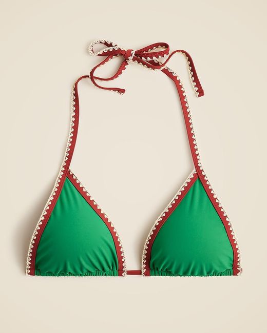 J.Crew Natural Crochet-Trim String Bikini Top
