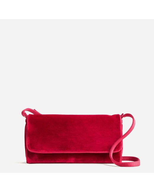 J.Crew Red Florence Convertible Clutch With Beads