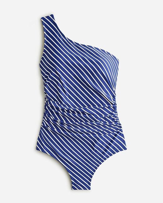 J.Crew Blue Sleek Ruched One-Shoulder One-Piece Swimsuit