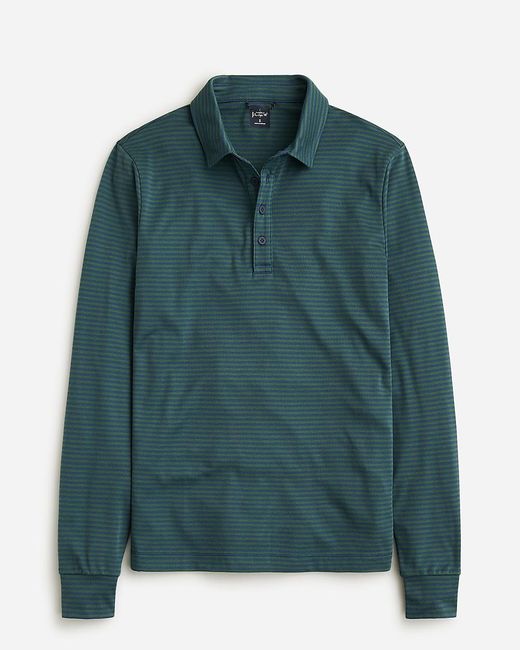 J.Crew Green Slim Long-Sleeve Performance Polo Shirt With Coolmax Technology for men