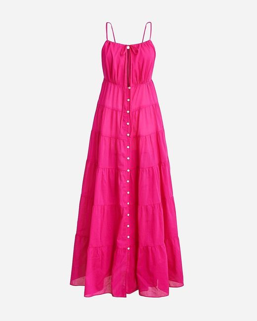 J.Crew Pink Tiered Cotton Voile Dress