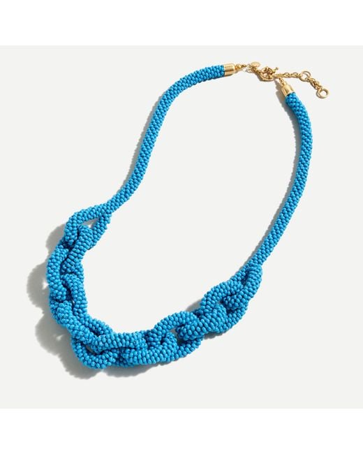 J.Crew Blue Beaded Chain Link Rope Necklace