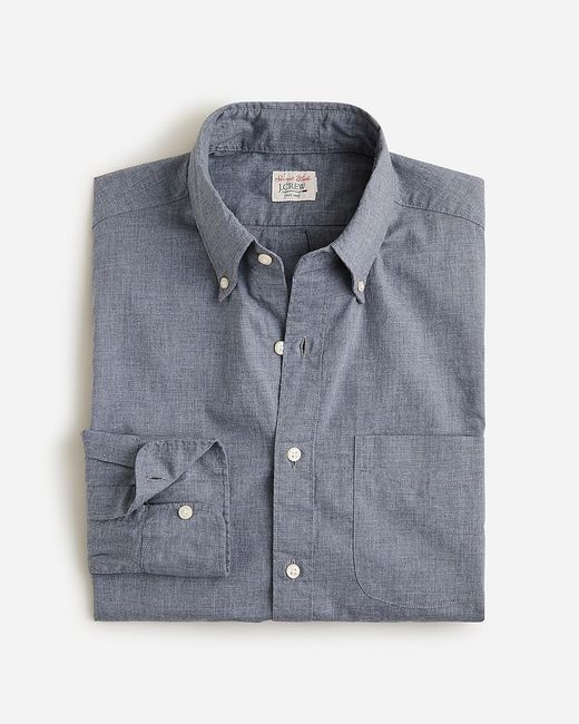 J.Crew Gray Tall Secret Wash Cotton Poplin Shirt for men