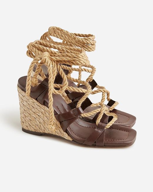 J.Crew Natural Made-In-Spain Rope Lace-Up High-Heel Sandals
