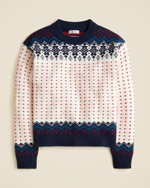 J.Crew Blue Fair Isle Crewneck Sweater