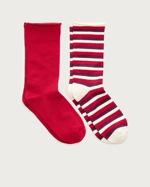 J.Crew Red Rolled-Edge Trouser Socks Two-Pack