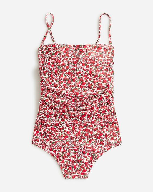 J.Crew Brown Ruched Bandeau One-Piece Swimsuit