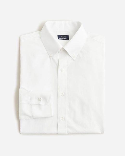 J.Crew White Ludlow Premium Fine Cotton Dress Shirt With Button-Down Collar for men