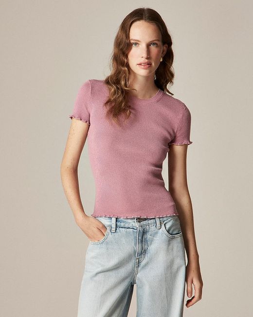 Women's Red Ruffle-Trim T-Shirt