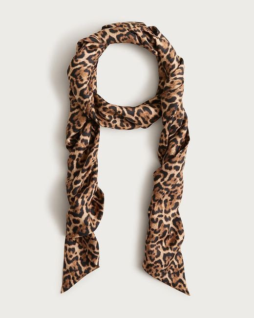 J.Crew Brown Long Printed Silk Scarf