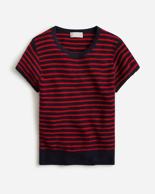 J.Crew Red Ribbed Featherweight Cashmere T-Shirt