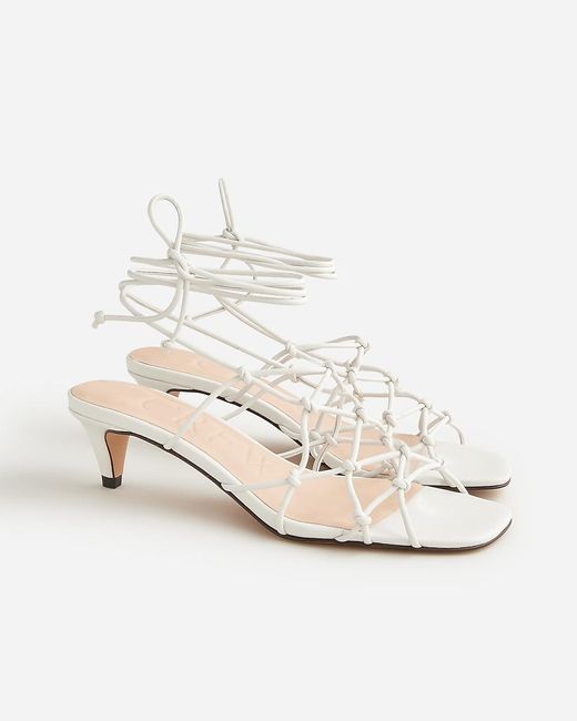 J.Crew White Zadie Knotted Lace-Up Kitten Heels