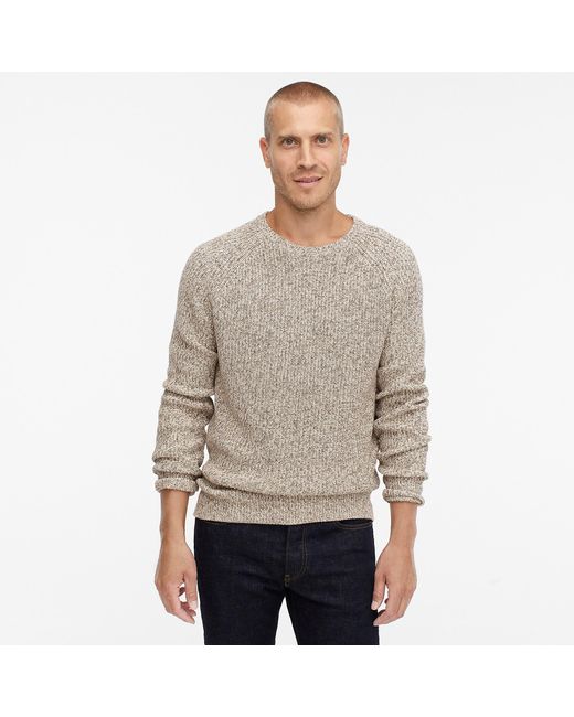 J.Crew Gray Marled Cotton Raglan-sleeve Crewneck Sweater for men