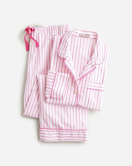J.Crew Pink Long-Sleeve Cotton Poplin Pajama Pant Set