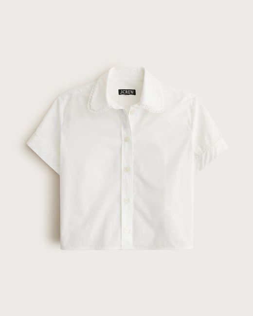J.Crew White Gamine Scallop-Trim Button-Down Shirt