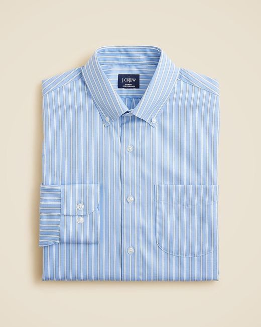 J.Crew Blue Bowery Performance Stretch Oxford Shirt With Button-Down Collar for men
