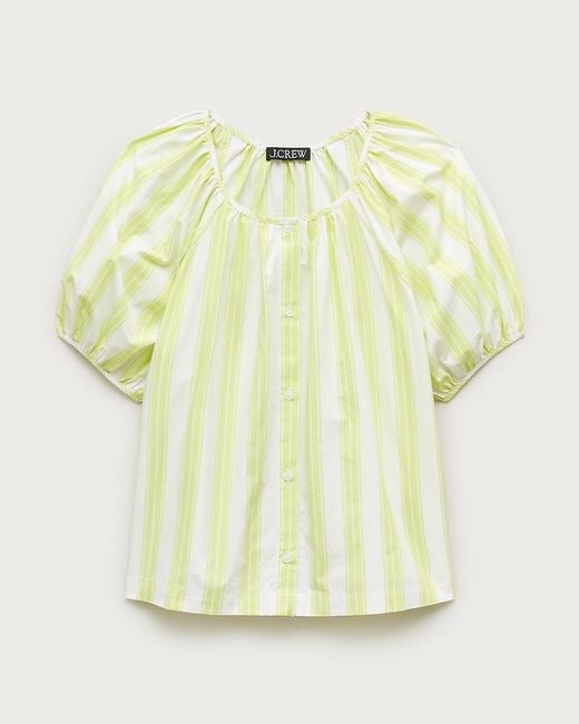 J.Crew White Puff-Sleeve Button-Up Top