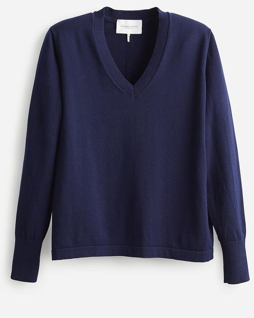 J.Crew Blue State Of Cotton Nyc Elle V-Neck Sweater