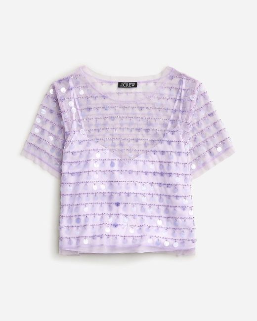 J.Crew Purple Collection Layered Sequin T-Shirt