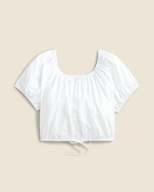 J.Crew White Cinched-Waist Cropped Top