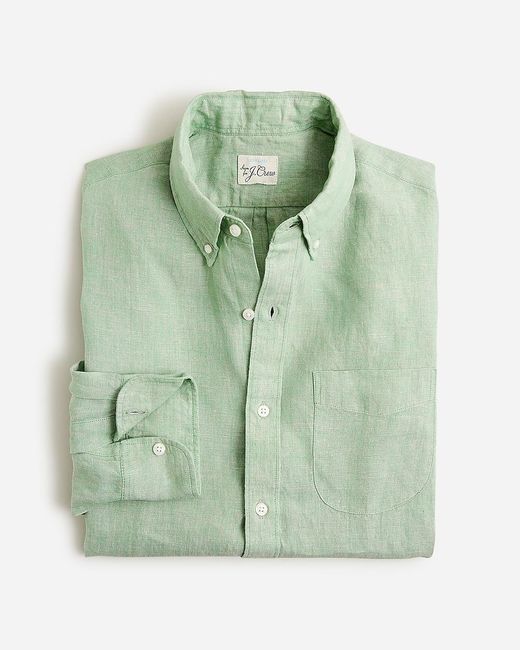 J.Crew Green Slim Untucked Baird Mcnutt Irish Linen Shirt for men