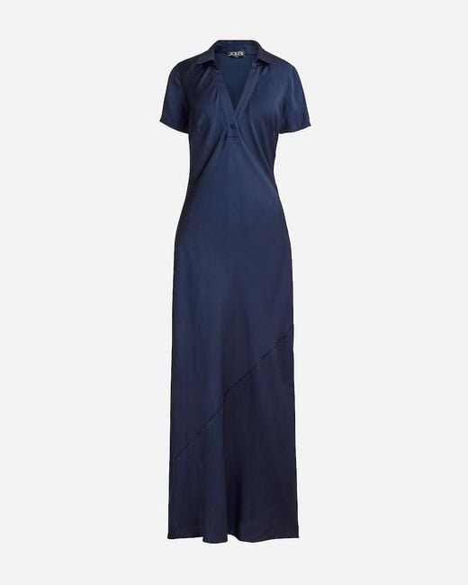 J.Crew Blue Short-Sleeve Maxi Slip Dress