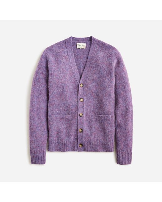 J.Crew Purple Brushed Wool V-neck Cardigan Sweater for men