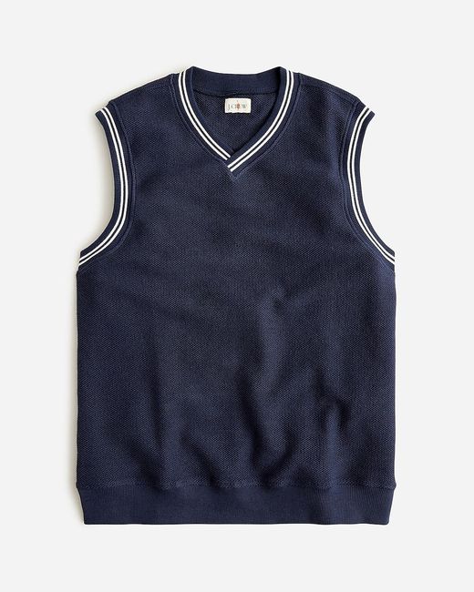 J.Crew Blue Cotton Piqué-Stitch Sweater-Vest for men