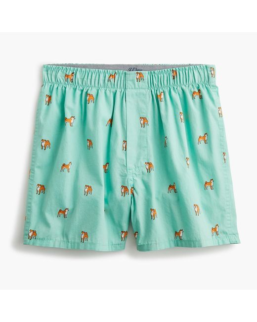J.Crew Cotton Boxers In Shiba Inu Print in Green for Men - Lyst