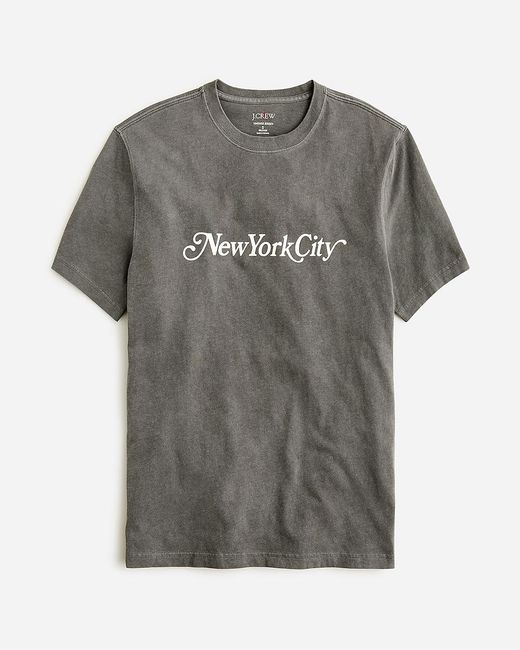 J.Crew Gray Vintage-Wash Cotton New York City Graphic T-Shirt for men