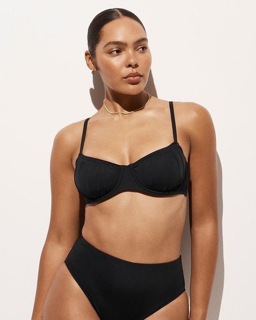 J.Crew Black Dd Ruched Underwire Bikini Top
