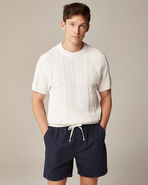 J.Crew White Short-Sleeve Cotton Cable-Knit Sweater for men