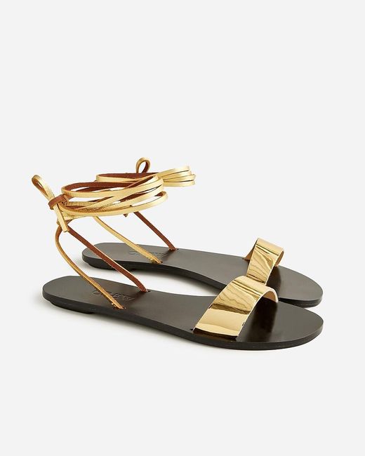 J.Crew Metallic Carsen Made-In-Italy Lace-Up Sandals