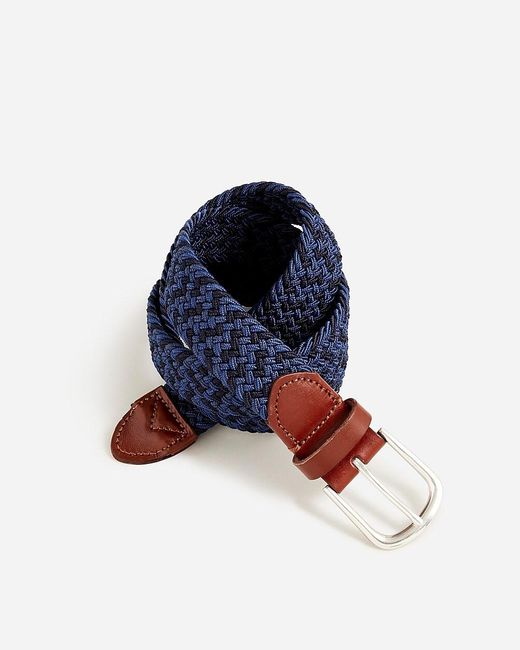 J.Crew Blue Woven Elastic Belt With Round Buckle for men