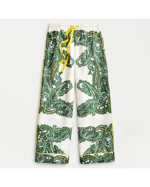 J.Crew Green Relaxed Pant In Paisley Twill