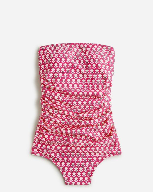 J.Crew Pink Ruched Bandeau One-Piece Swimsuit