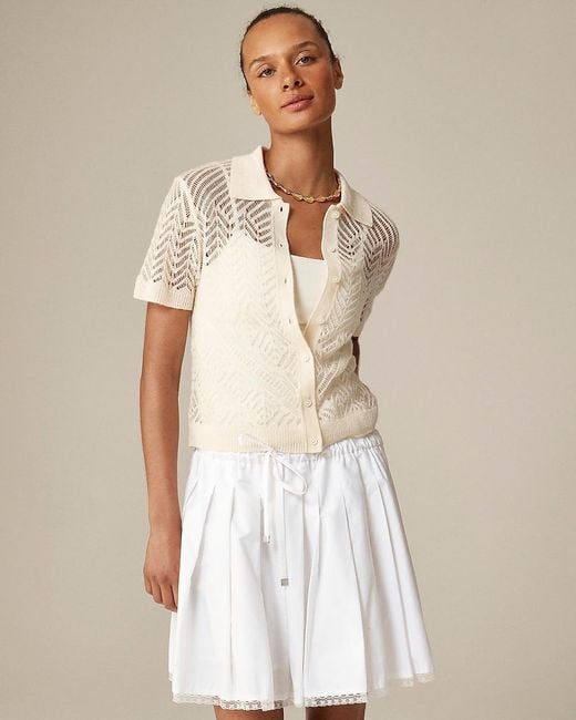 J.Crew Natural Sheer Pointelle Button-Up Short-Sleeve Cardigan