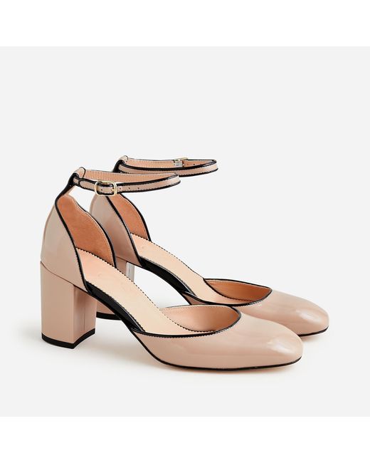 J.Crew Maisie Ankle-strap Heels In Italian Patent Leather in Pink | Lyst