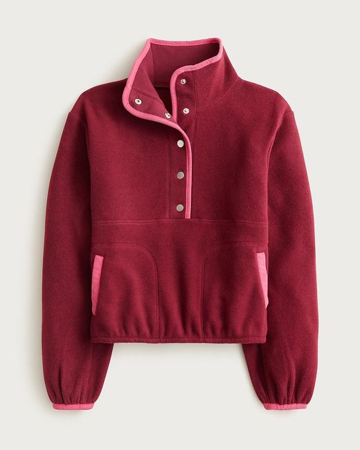 J.Crew Red Warm-Up Fleece Pullover