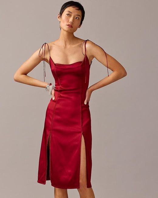 J.Crew Red Limited-Edition Anna October X Side-Slit Dress