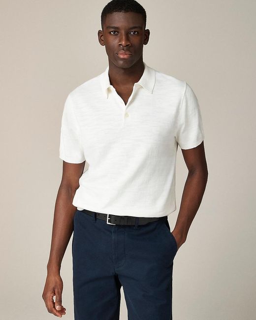 J.Crew White Short-Sleeve Cotton-Blend Sweater-Polo for men