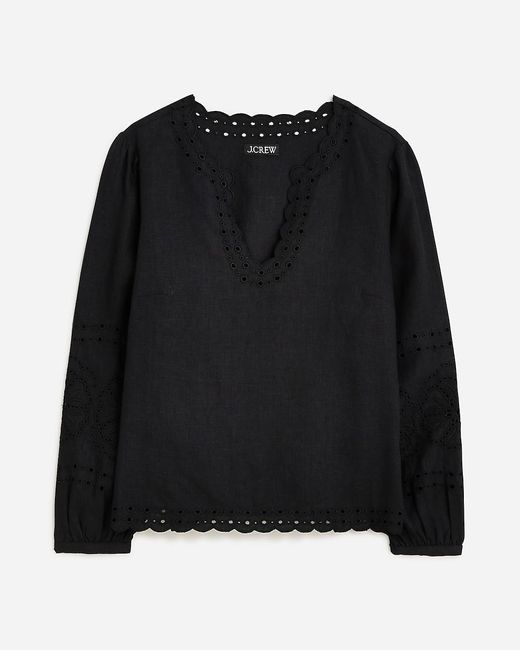 J.Crew Black Bungalow Embroidered Top